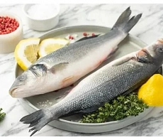 Сибас свежемороженый непотрошёный с головой (400-600гр) коробка 5 кг